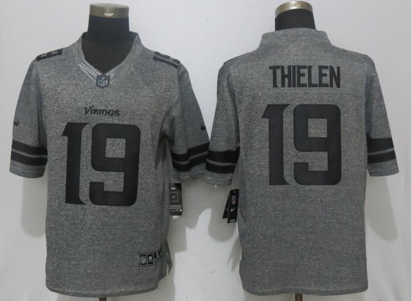 2017 Men New Nike Minnesota Vikings 19 Thielen Gray Stitched Gridiron Gray Limited Jersey